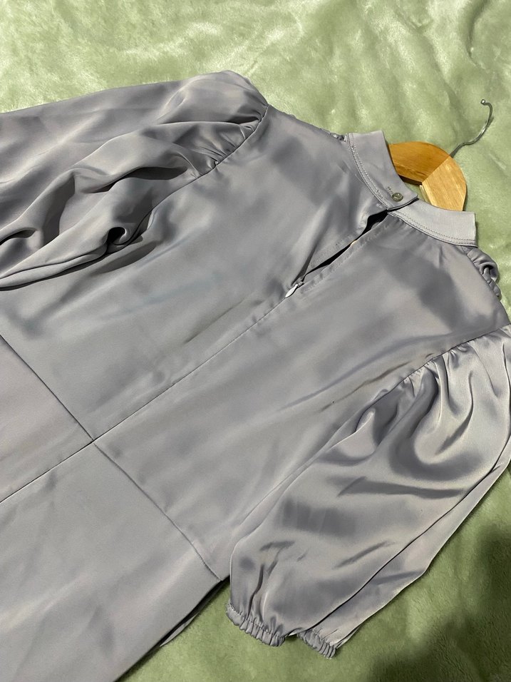 Gri Drapeli Uzun Kadın Elbise - Görsel 3