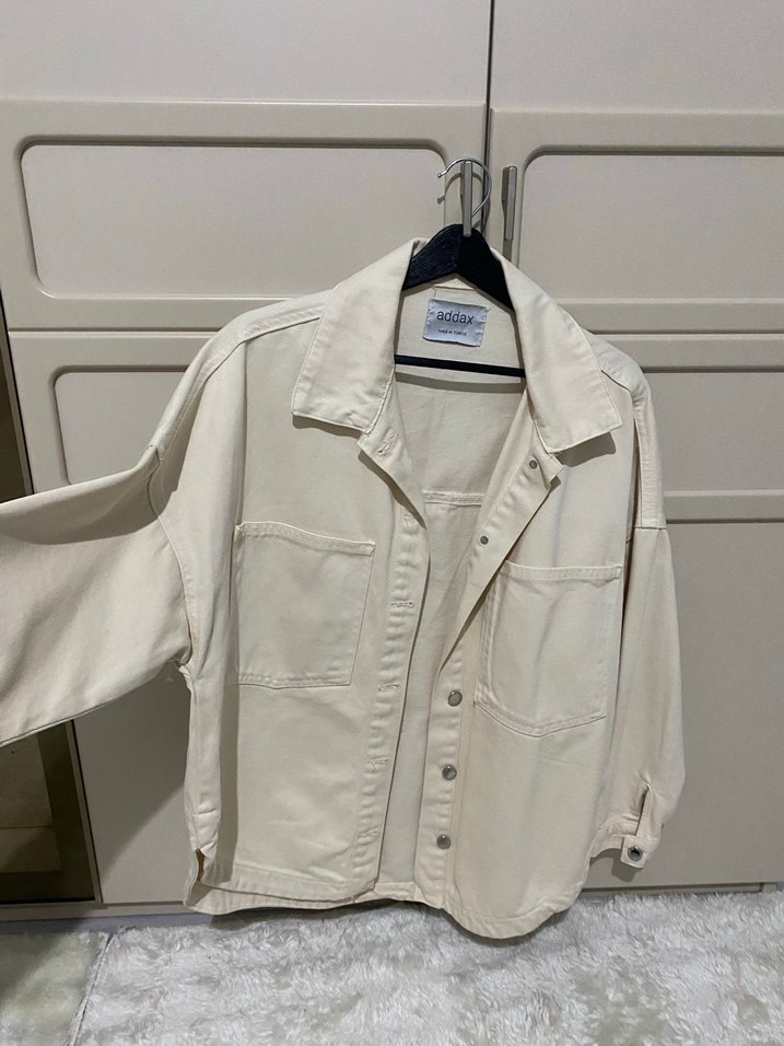 Addax Beyaz Pamuklu Düğmeli Kadın Ceket - Görsel 3