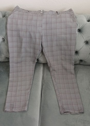 Gri Düğmeli Midi Kumaş Kadın Pantolon
