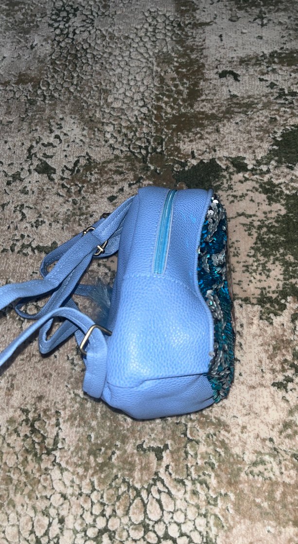 Mavi Parlak Payetli Kız Çocuk Sırt Çantası - Görsel 2