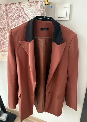 Kahverengi Düğmeli Kadın Blazer Ceket