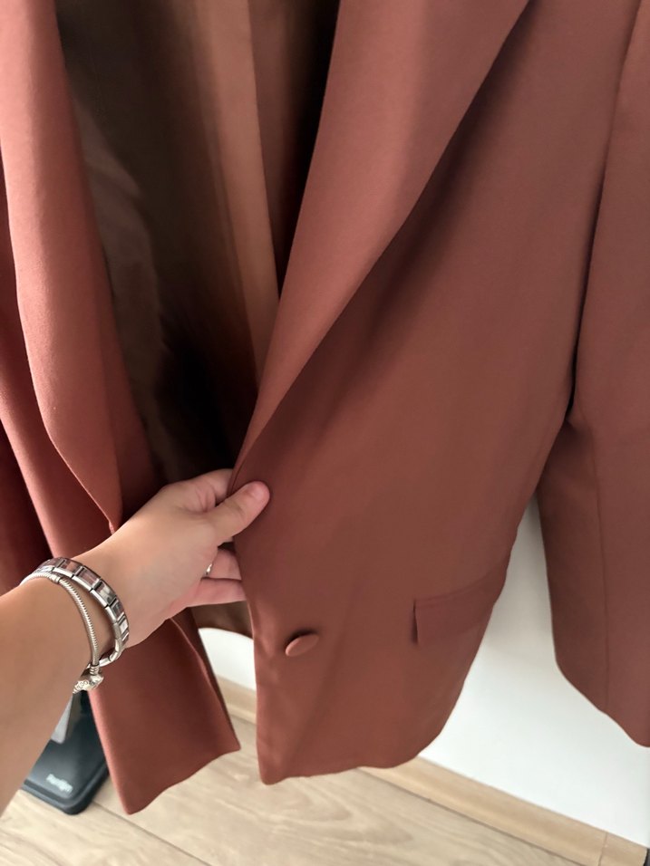 Kahverengi Düğmeli Kadın Blazer Ceket - Görsel 2