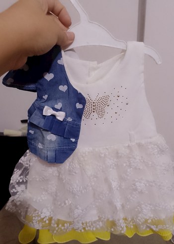 H&M Kız Çocuk Fiyonklu Denim Ceketli Elbise