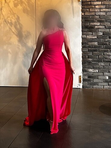 36 Beden pembe Renk Abiye elbise maxi boy pembe Lizge