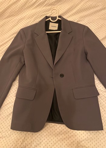 m Beden Giamie Gri Düğmeli Kadın Blazer Ceket