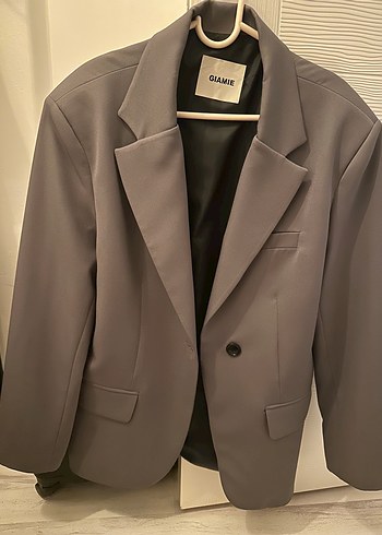 Giamie Gri Düğmeli Kadın Blazer Ceket