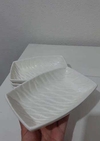 Beden Beyaz Seramik Dikdörtgen 6'lı Tabak Seti