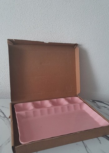 Diğer Pastel Pembe Bölmeli Yemek tabağı