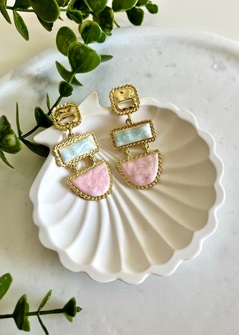 Pembe/Mavi Boncuklu Küpe
