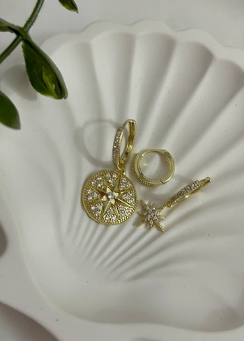 Diğer Altın Renkli Mini Bohem Küpe Seti