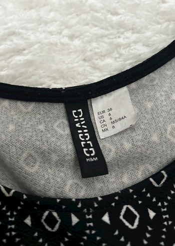 Desenli Siyah Triko Mini Elbise - Görsel 2