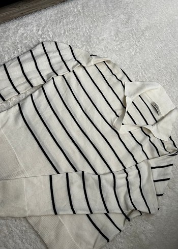 Çizgili Pamuklu Kadın Triko Kazak - Görsel 3