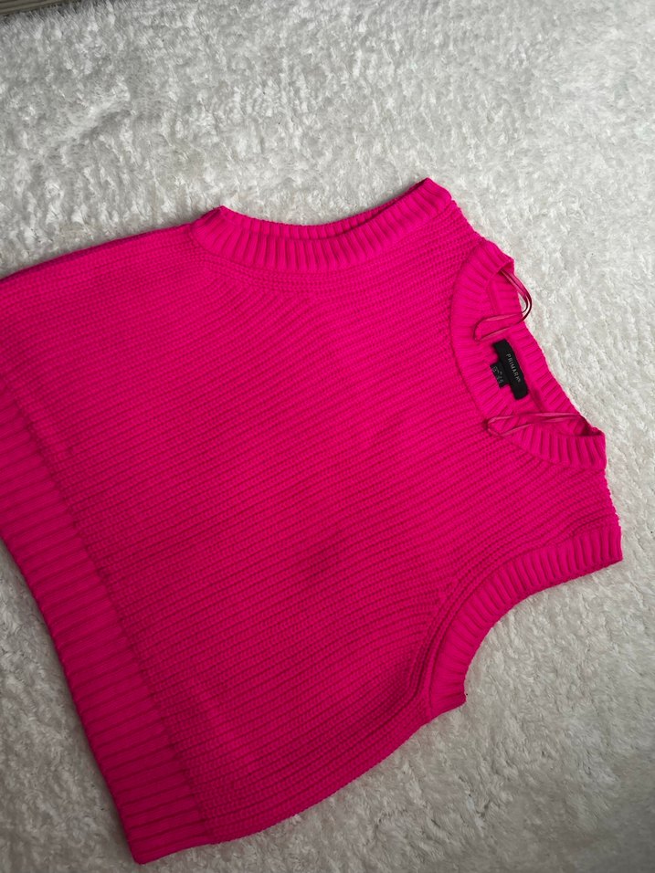 Pembe Örgü Kadın Süveter - Görsel 3