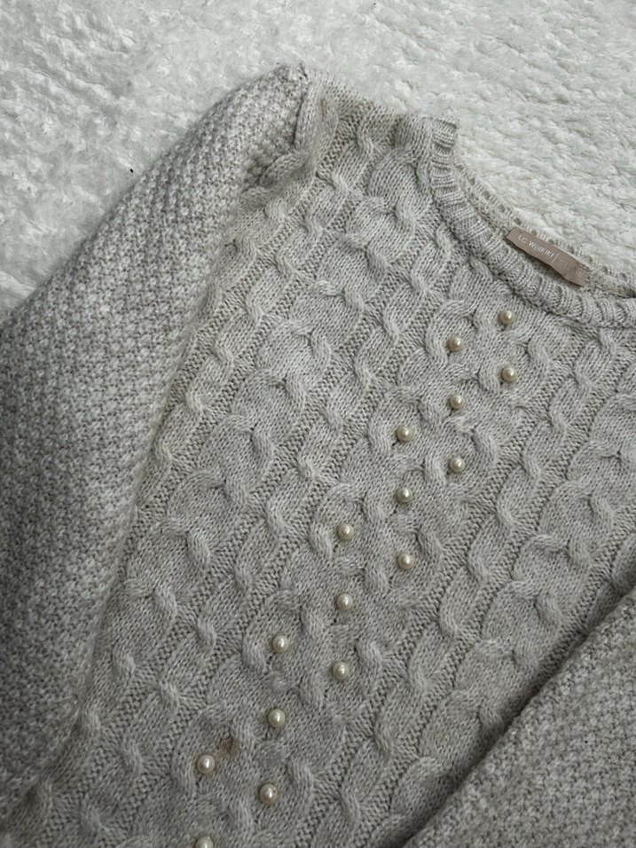 Gri İnce Örgü Kadın Kazak - Görsel 4