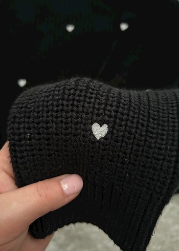 Nakışlı Siyah Triko Kadın Kazak - Görsel 2