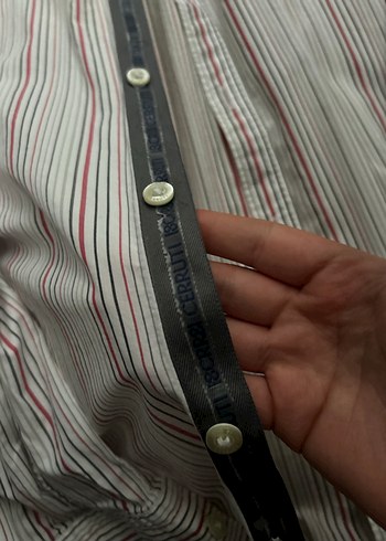 Düğmeli Çizgili Gri Erkek Gömlek - Görsel 3