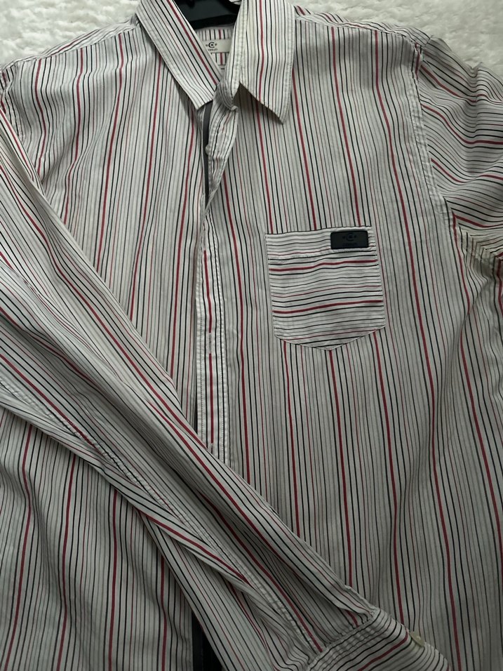 Düğmeli Çizgili Gri Erkek Gömlek - Görsel 2