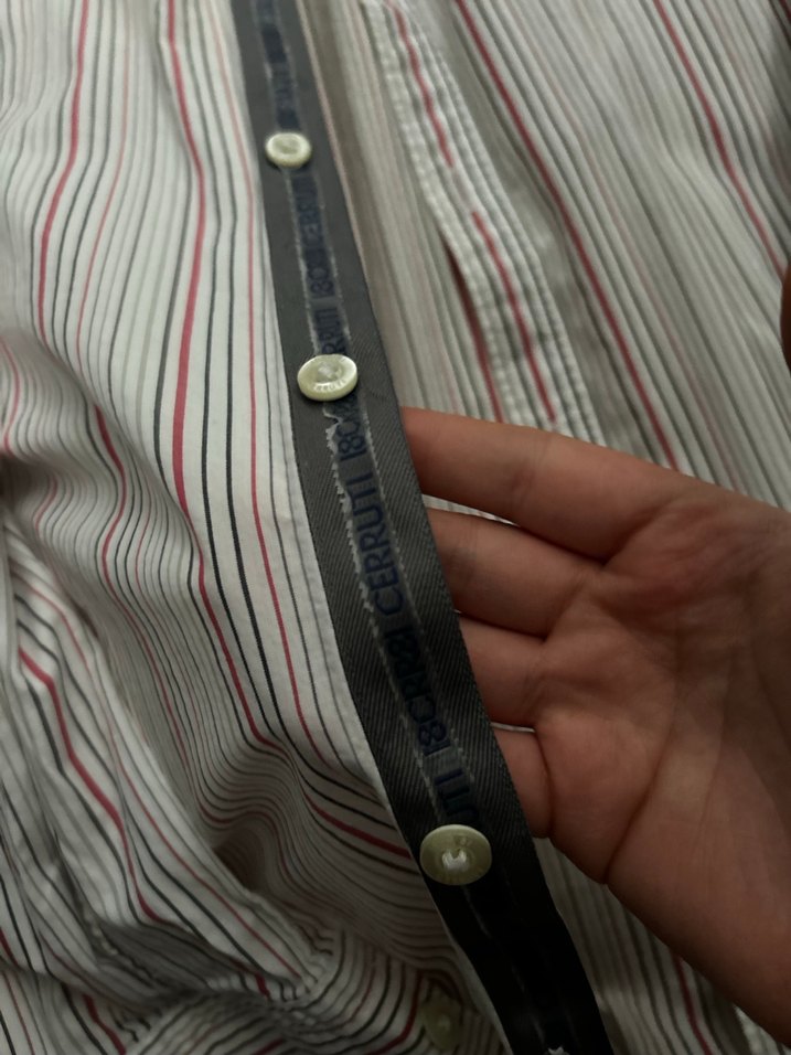 Düğmeli Çizgili Gri Erkek Gömlek - Görsel 3