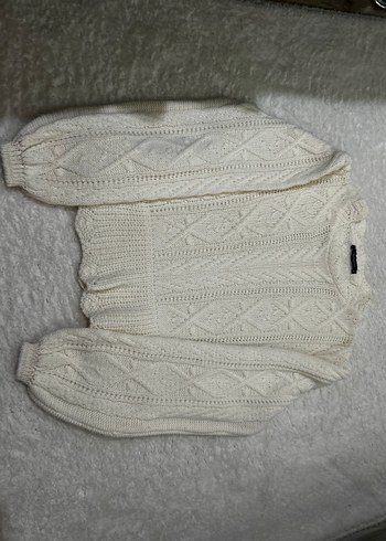 Beyaz Örgü Kadın Triko Kazak - Görsel 5