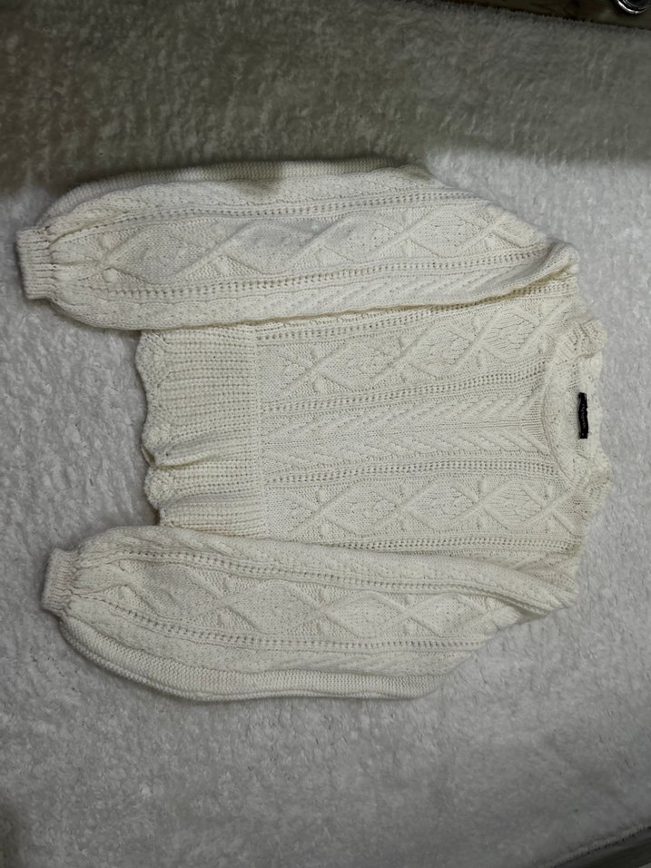 Beyaz Örgü Kadın Triko Kazak - Görsel 5