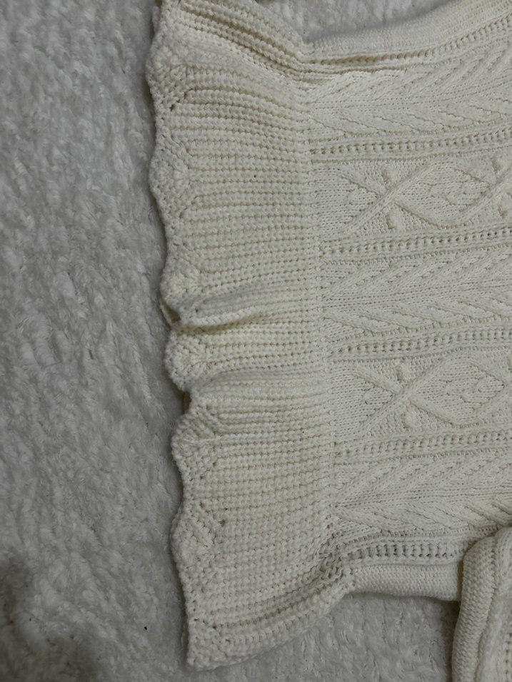 Beyaz Örgü Kadın Triko Kazak - Görsel 3