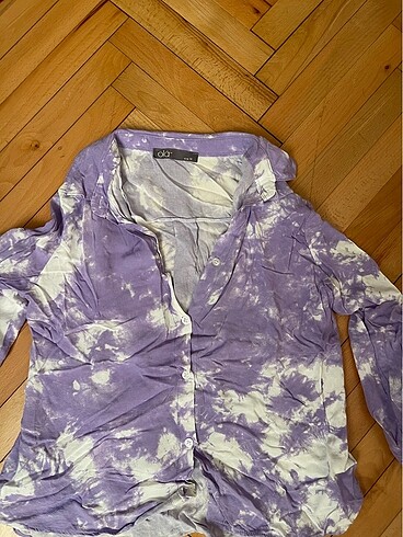 Batik görünümlü lila gömlek trendyol