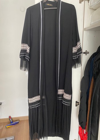Nakışlı Siyah Uzun Bohem Abaya