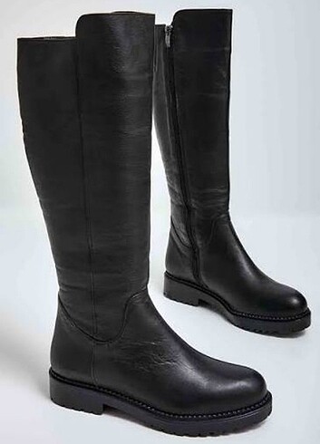 Siyah deri goth çizme - Görsel 4