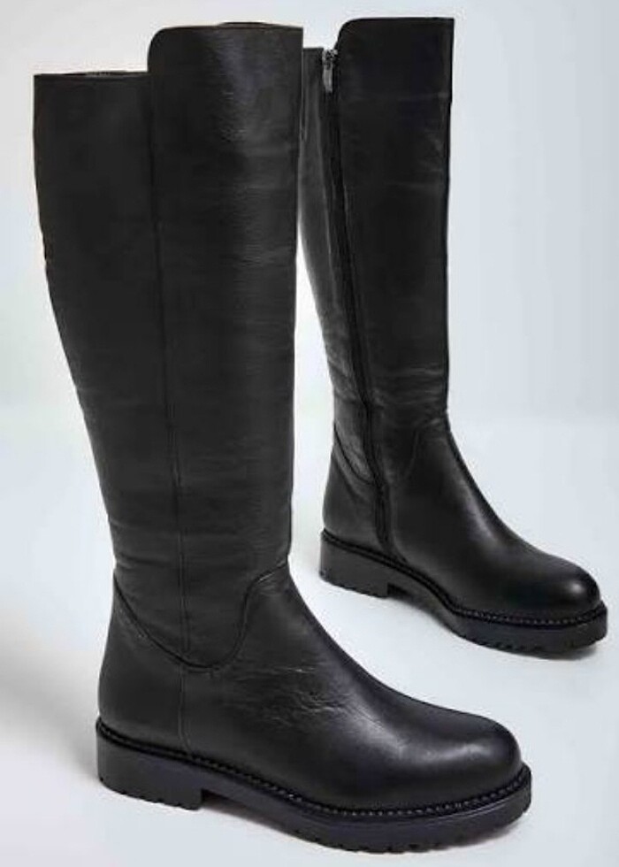 Siyah deri goth çizme  - Görsel 4