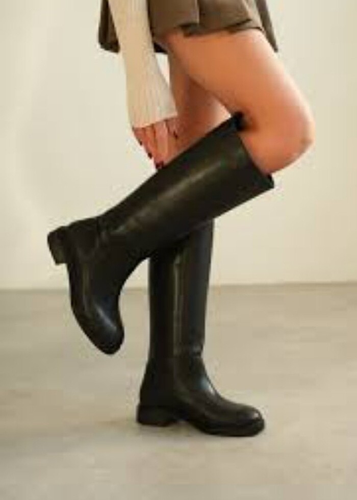 Siyah deri goth çizme  - Görsel 3