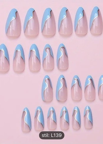 Pastel Mavi protez takma Tırnak - Görsel 2