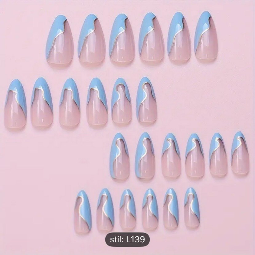 Pastel Mavi protez takma Tırnak - Görsel 2