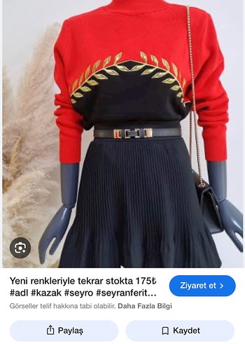 Kırmızı V Yaka Düğmeli Mini Triko Bluz - Görsel 2