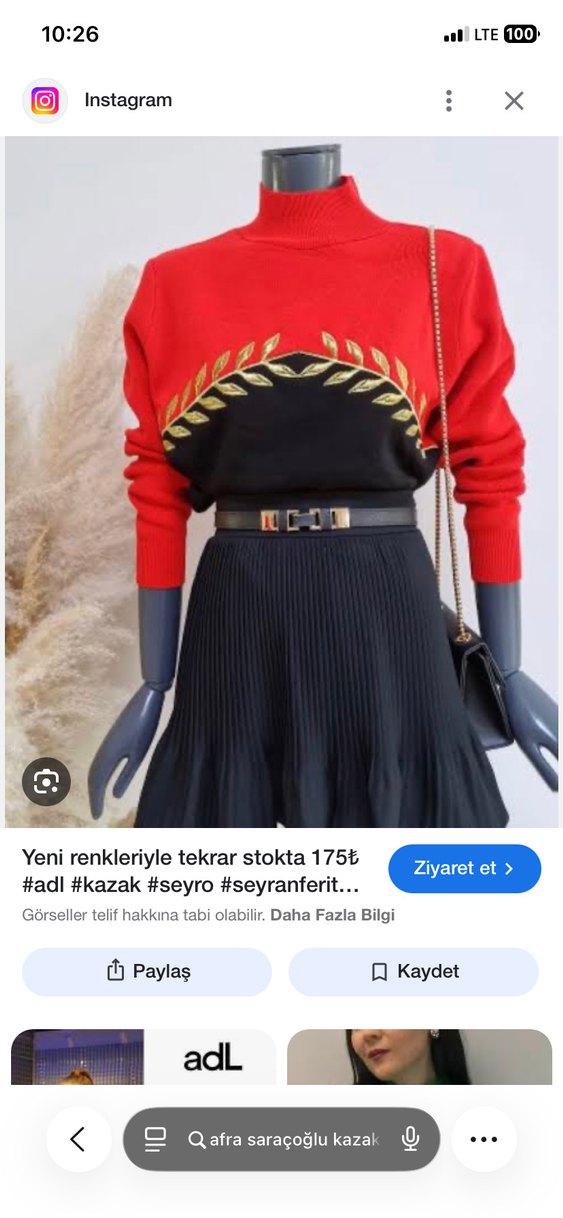 Kırmızı V Yaka Düğmeli Mini Triko Bluz - Görsel 2