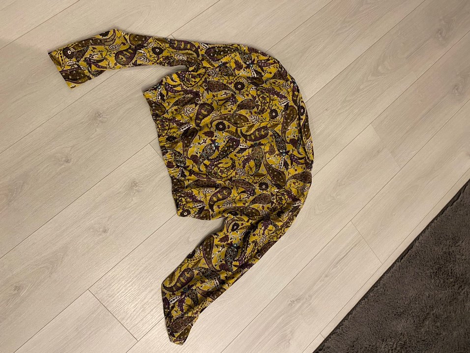 Düğmeli Sarı Yılan Desenli Bohem Kadın Gömlek - Görsel 3