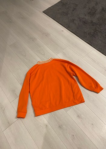 Turuncu Kadın Bisiklet Yaka Sweatshirt - Görsel 2