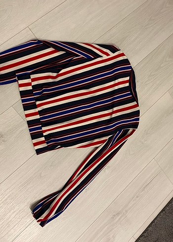 Çizgili, Uzun Kollu Kadın Gömlek - Görsel 2