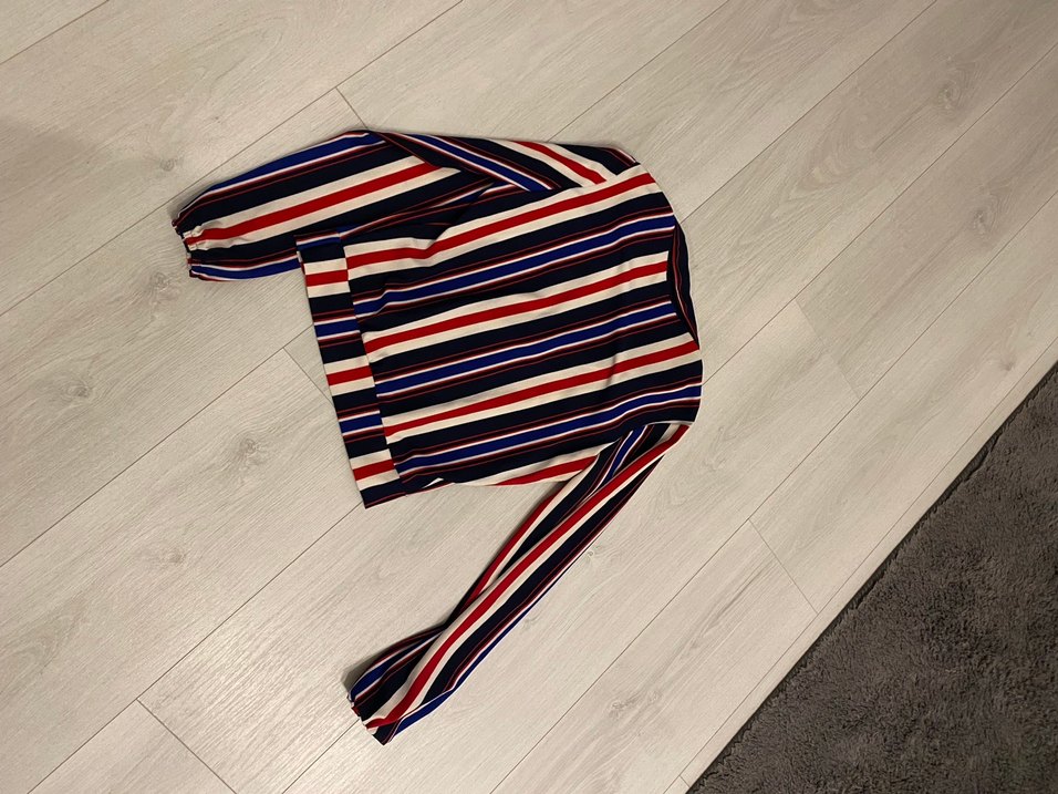 Çizgili, Uzun Kollu Kadın Gömlek - Görsel 2