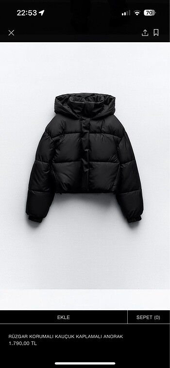 Zara XS-S Uyumlu Yağmur ve Rüzgar Korumalı Şişme Mont (-20°)