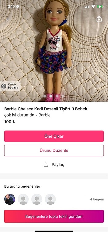 Barbie chelsie bebekler. Özel ilan