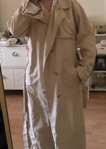 Siyah Uzun Kadın Trençkot - Görsel 3