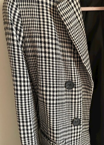 Gri Kareli Düğmeli Kadın Blazer Ceket - Görsel 4