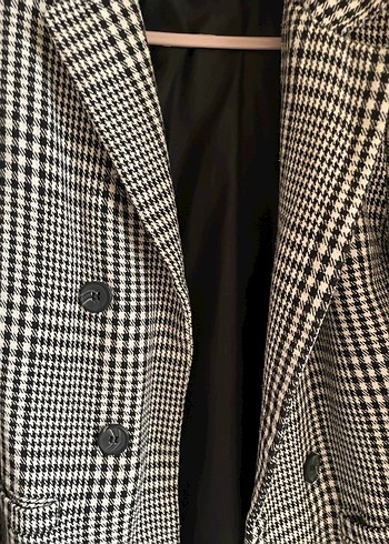 Gri Kareli Düğmeli Kadın Blazer Ceket - Görsel 2