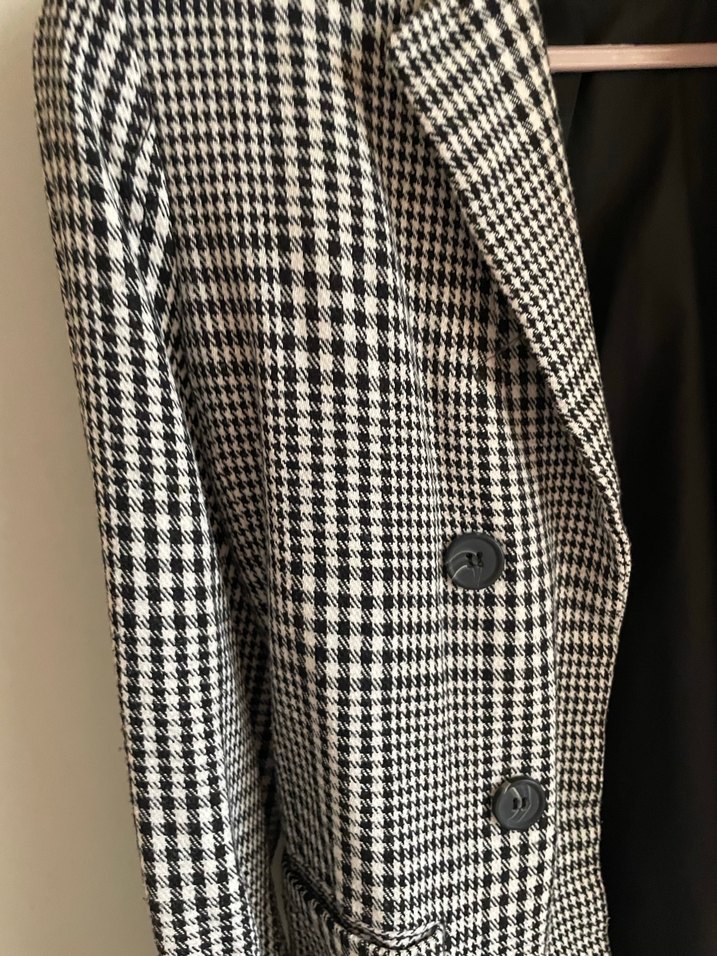 Gri Kareli Düğmeli Kadın Blazer Ceket - Görsel 4