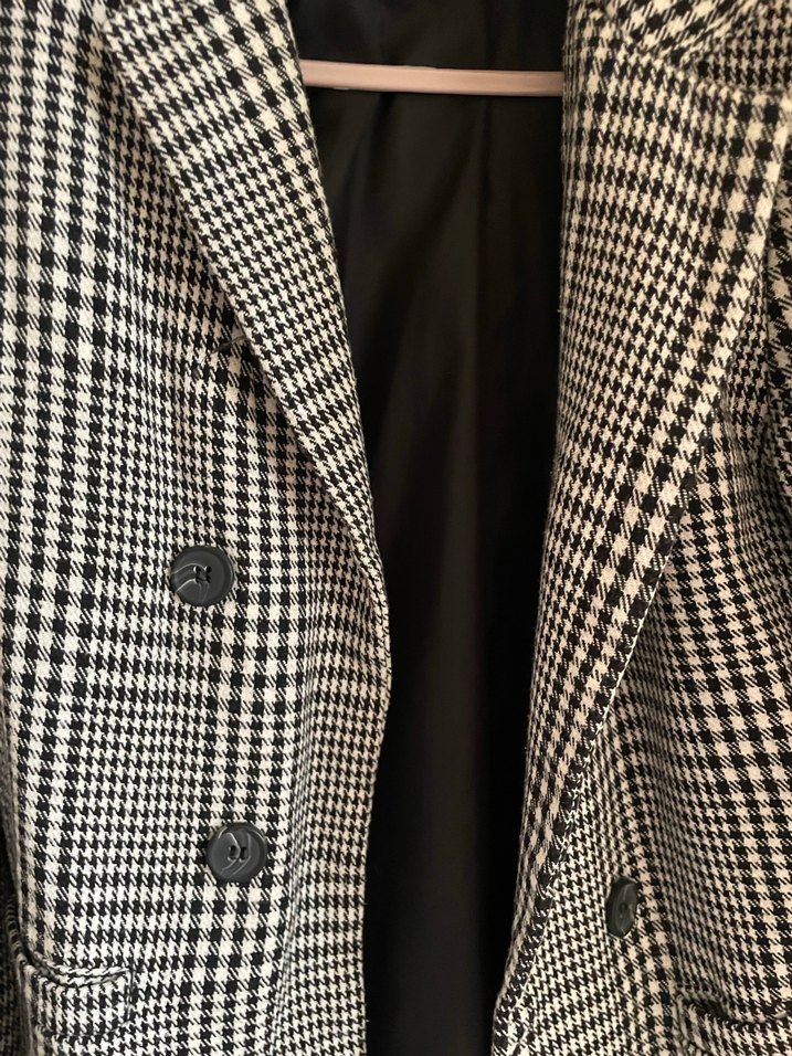 Gri Kareli Düğmeli Kadın Blazer Ceket - Görsel 2