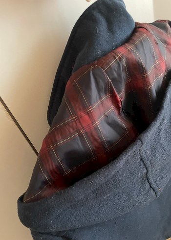 Düğmeli Mavi Kısa Kadın Kaban - Görsel 2