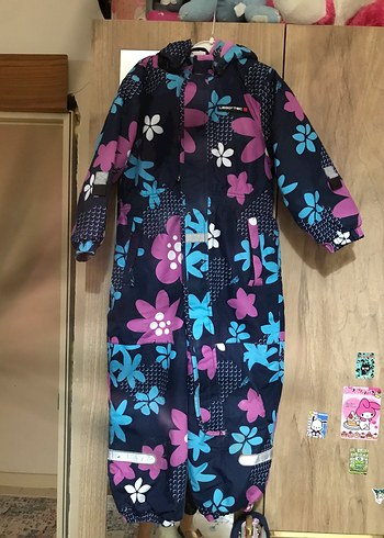 Çiçek Desenli Kız Bebek Kayak Tulumu - Görsel 2