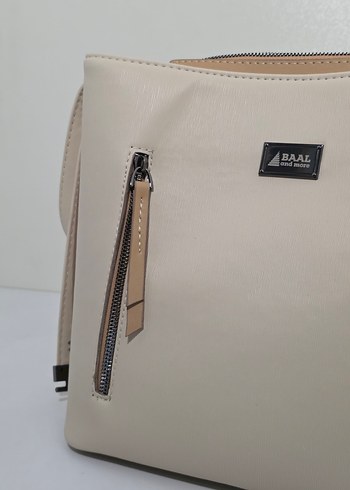 Bej Deri Kadın Çanta Fermuarlı - Görsel 9