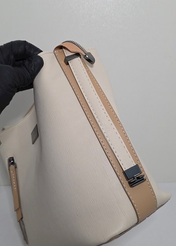 Bej Deri Kadın Çanta Fermuarlı - Görsel 6