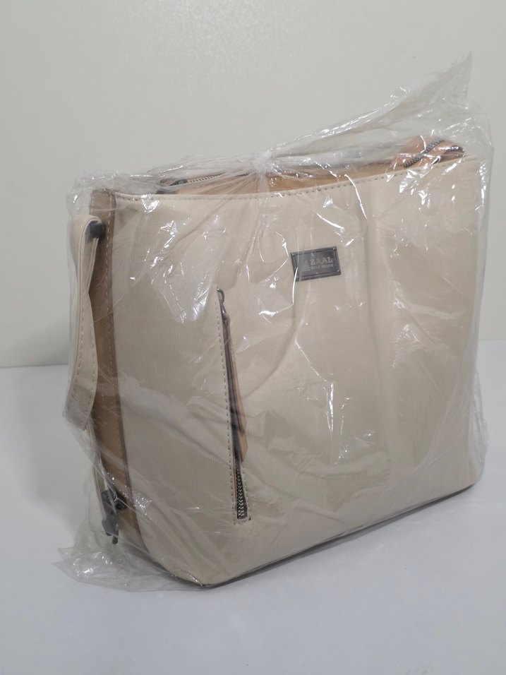 Bej Deri Kadın Çanta Fermuarlı - Görsel 2